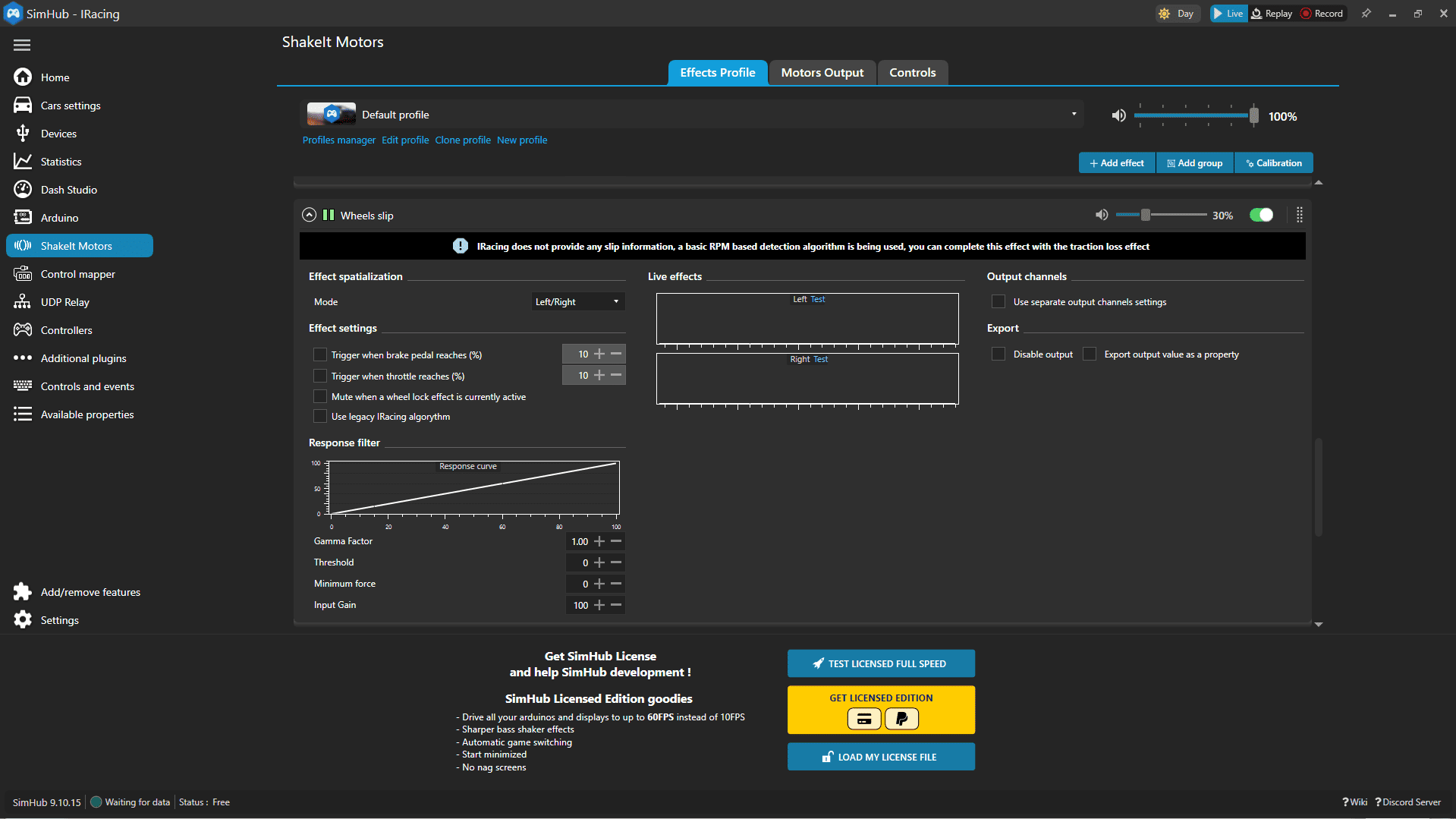Simhub effects - wheels slip