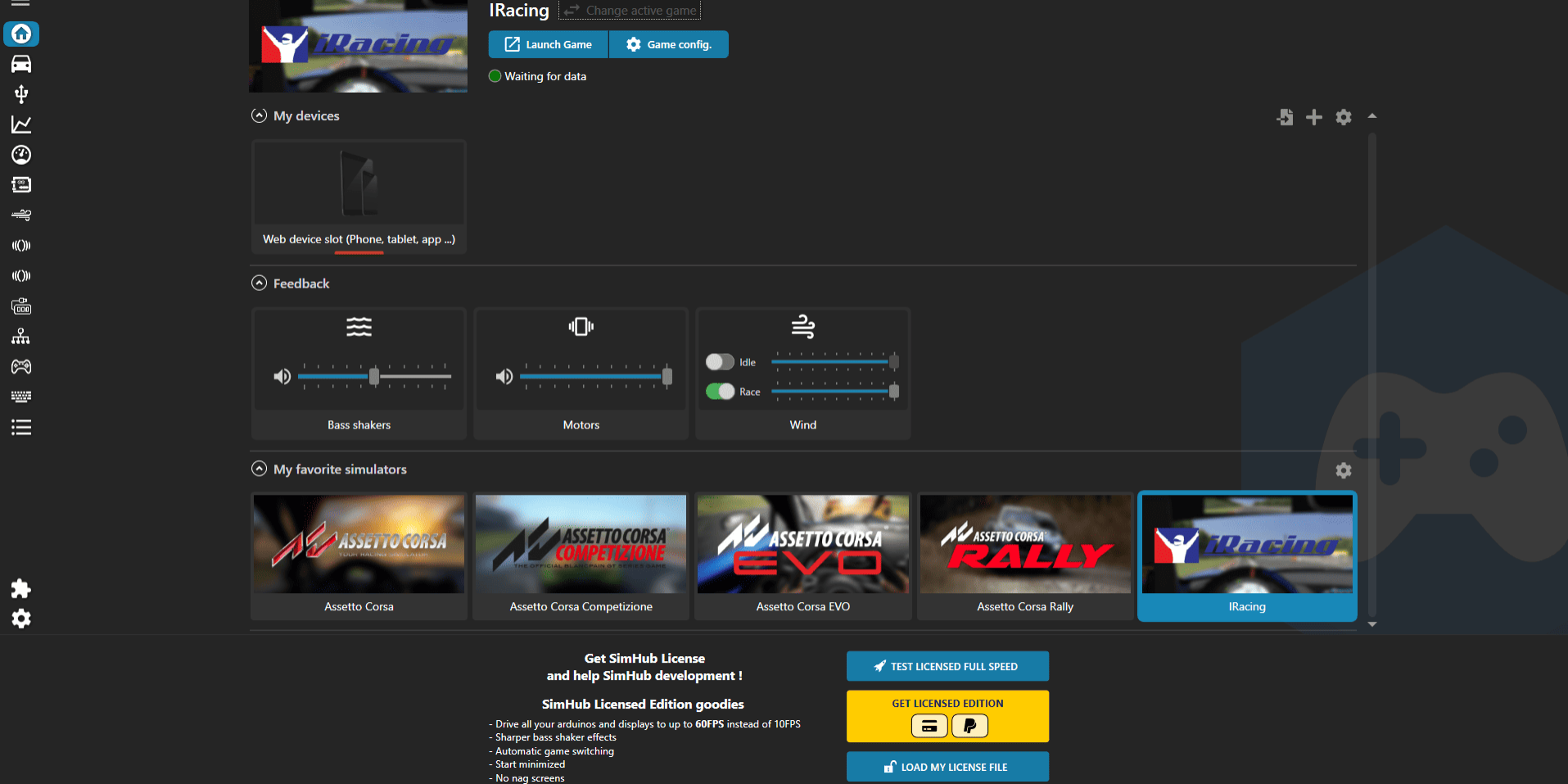 Simhub - select iRacing